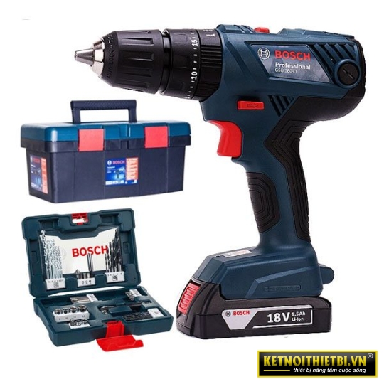 Máy khoan vặn vít động lực dùng pin 18V Bosch GSB 180-LI SET