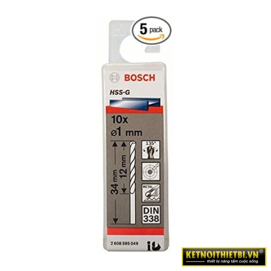 Mũi khoan sắt HSS-G 1mm (hộp 10 mũi) Bosch 2608595049
