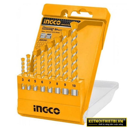Bộ 8 Mũi Khoan Bê Tông Đuôi Trơn INGCO AKD3081
