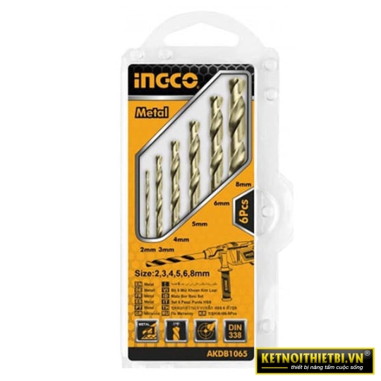 Bộ 6 Mũi Khoan Kim Loại Hss INGCO AKDB1065