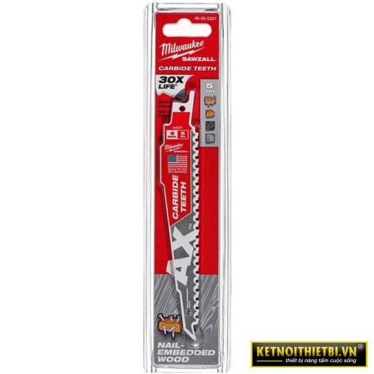 Lưỡi Cưa kiếm gỗ AX Carbide T5-150.24mm (1 chiếc)  Milwaukee - 48-00-5221