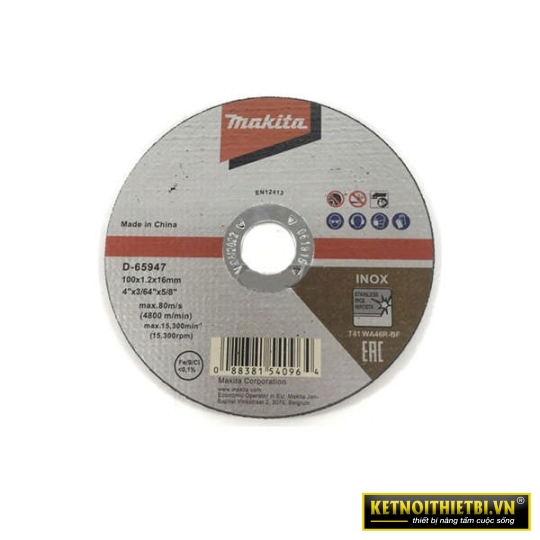 Đá cắt inox mỏng 100&#215;1.2&#215;16 Makita D-65947