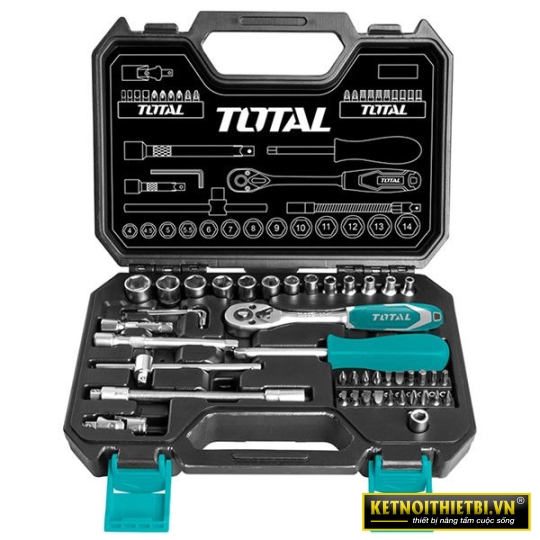 Bộ socket 45 chi tiết và cần 2 chiều Total THT141451