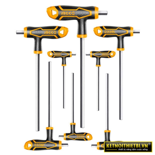 Bộ 8 chìa lục giác tay cầm chữ T INGCO HHKT8081