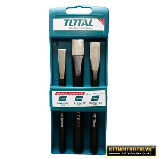 Bộ 3 đục dẹp nhọn Total THT42K0301