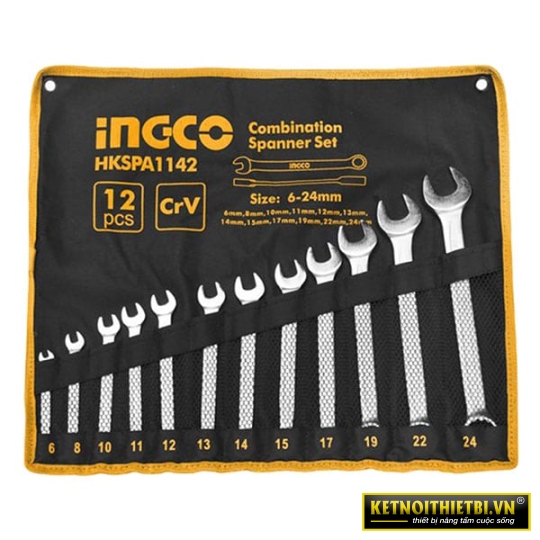 Bộ 12 cờ lê vòng miệng 6-24mm INGCO HKSPA1142