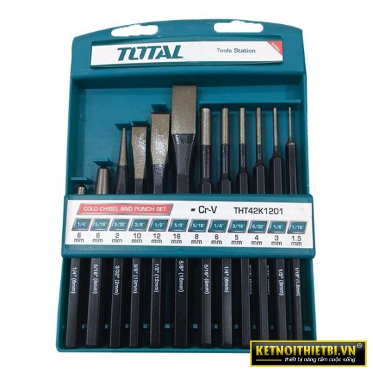 Bộ đục dẹp và tròn 12 chi tiết Total THT42K1201