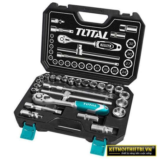 Bộ 25 cái socket 1/2 in và cần 2 chiều Total THT121251