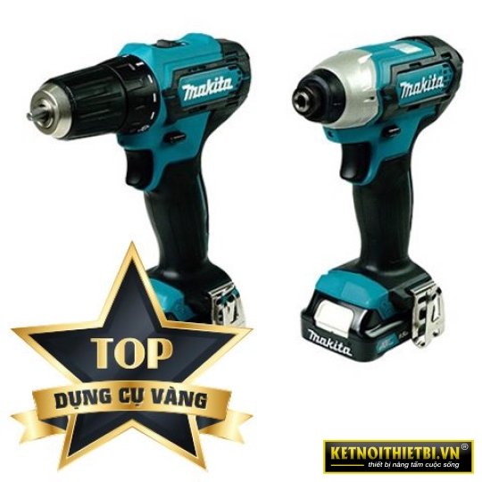 Bộ sản phẩm máy khoan vặn vít Pin 12V Makita CLX224S