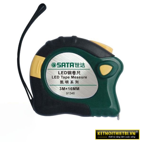 Thước cuốn thép có đèn 3.5m Sata 91346