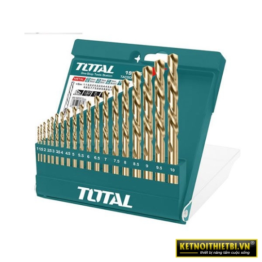 Bộ 19 mũi khoan kim loại HSS 1-10mm Total TACSD0195