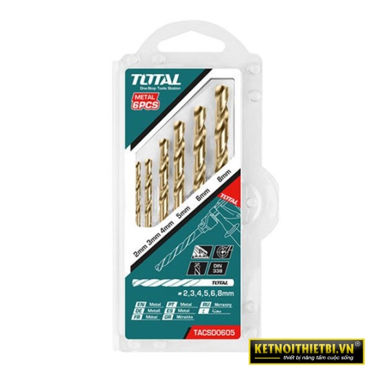 Bộ 6 mũi khoan kim loại HSS 2-8mm Total TACSD0605